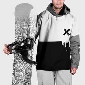 Накидка на куртку 3D с принтом Черно белый X в Тюмени, 100% полиэстер |  | 