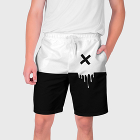 Мужские шорты 3D с принтом Черно белый X в Тюмени,  полиэстер 100% | прямой крой, два кармана без застежек по бокам. Мягкая трикотажная резинка на поясе, внутри которой широкие завязки. Длина чуть выше колен | 