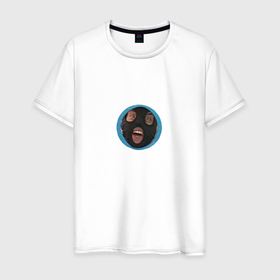 Мужская футболка хлопок с принтом Смешное лицо в балаклаве в Курске, 100% хлопок | прямой крой, круглый вырез горловины, длина до линии бедер, слегка спущенное плечо. | 