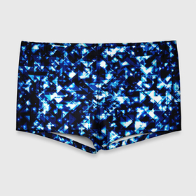 Мужские купальные плавки 3D с принтом Неоновые синие треугольники блестящие в Курске, Полиэстер 85%, Спандекс 15% |  | Тематика изображения на принте: 