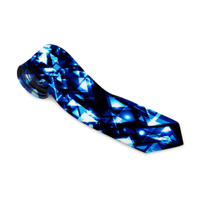 Галстук 3D с принтом Неоновые синие треугольники блестящие в Курске, 100% полиэстер | Длина 148 см; Плотность 150-180 г/м2 | 