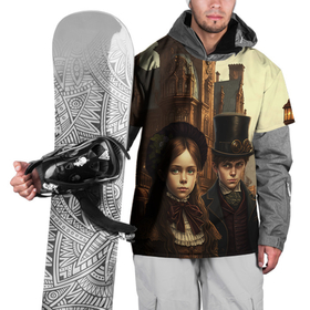 Накидка на куртку 3D с принтом Victorian boy and girl в Новосибирске, 100% полиэстер |  | Тематика изображения на принте: 