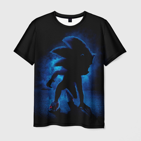 Мужская футболка 3D с принтом Sonic   dark theme , 100% полиэфир | прямой крой, круглый вырез горловины, длина до линии бедер | 