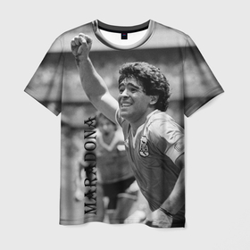 Мужская футболка 3D с принтом Футболист Диего Марадона в Петрозаводске, 100% полиэфир | прямой крой, круглый вырез горловины, длина до линии бедер | 