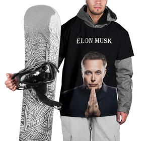 Накидка на куртку 3D с принтом Илон Маск, портрет на черном фоне в Тюмени, 100% полиэстер |  | Тематика изображения на принте: 