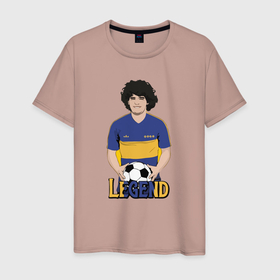 Мужская футболка хлопок с принтом Марадона легенда , 100% хлопок | прямой крой, круглый вырез горловины, длина до линии бедер, слегка спущенное плечо. | 