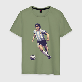 Мужская футболка хлопок с принтом Maradona football в Кировске, 100% хлопок | прямой крой, круглый вырез горловины, длина до линии бедер, слегка спущенное плечо. | Тематика изображения на принте: 