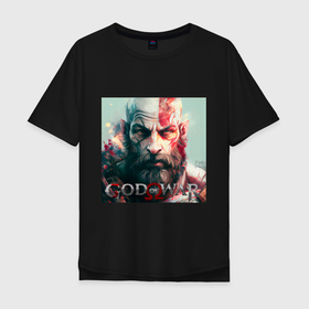 Мужская футболка хлопок Oversize с принтом God of War, Ragnarok в Санкт-Петербурге, 100% хлопок | свободный крой, круглый ворот, “спинка” длиннее передней части | 