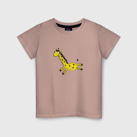 Детская футболка хлопок с принтом забавный жираф в Санкт-Петербурге, 100% хлопок | круглый вырез горловины, полуприлегающий силуэт, длина до линии бедер | Тематика изображения на принте: 