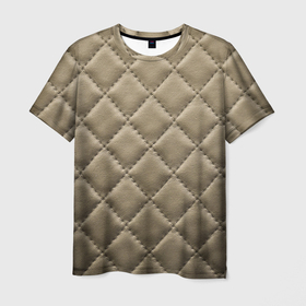 Мужская футболка 3D с принтом Стёганая кожа   fashion texture в Курске, 100% полиэфир | прямой крой, круглый вырез горловины, длина до линии бедер | Тематика изображения на принте: 