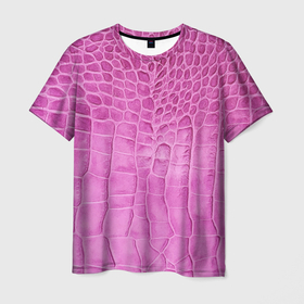 Мужская футболка 3D с принтом Кожа   текстура   pink в Екатеринбурге, 100% полиэфир | прямой крой, круглый вырез горловины, длина до линии бедер | 