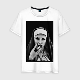 Мужская футболка хлопок с принтом Готическая монахиня в Курске, 100% хлопок | прямой крой, круглый вырез горловины, длина до линии бедер, слегка спущенное плечо. | Тематика изображения на принте: 