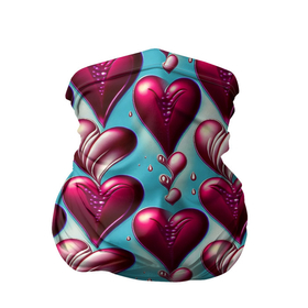 Бандана-труба 3D с принтом паттерн красные абстрактные сердца , 100% полиэстер, ткань с особыми свойствами — Activecool | плотность 150‒180 г/м2; хорошо тянется, но сохраняет форму | 