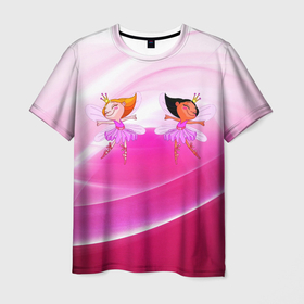 Мужская футболка 3D с принтом Две радостные феи принцессы в Курске, 100% полиэфир | прямой крой, круглый вырез горловины, длина до линии бедер | 