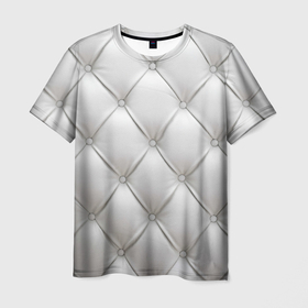 Мужская футболка 3D с принтом Стёганая мебельная кожа   texture в Екатеринбурге, 100% полиэфир | прямой крой, круглый вырез горловины, длина до линии бедер | 