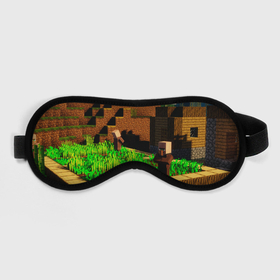 Маска для сна 3D с принтом Minecraft ферма в городе Новоалтайск, внешний слой — 100% полиэфир, внутренний слой — 100% хлопок, между ними — поролон |  | 