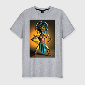 Мужская футболка хлопок Slim с принтом Танцующий индеец в Тюмени, 92% хлопок, 8% лайкра | приталенный силуэт, круглый вырез ворота, длина до линии бедра, короткий рукав | 