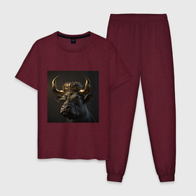 Мужская пижама хлопок с принтом Король полей   бык в Тюмени, 100% хлопок | брюки и футболка прямого кроя, без карманов, на брюках мягкая резинка на поясе и по низу штанин
 | 