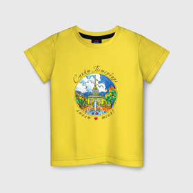 Детская футболка хлопок с принтом Санкт Петербург, Адмиралтейство в Санкт-Петербурге, 100% хлопок | круглый вырез горловины, полуприлегающий силуэт, длина до линии бедер | Тематика изображения на принте: 