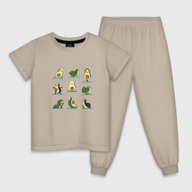 Детская пижама хлопок с принтом Авокадо с настроением , 100% хлопок |  брюки и футболка прямого кроя, без карманов, на брюках мягкая резинка на поясе и по низу штанин
 | 