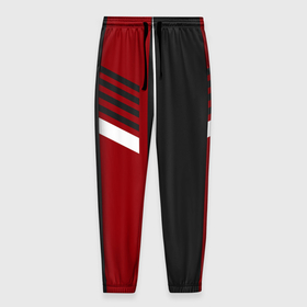 Мужские брюки 3D с принтом Красные, белые, чёрные полосы в Екатеринбурге, 100% полиэстер | манжеты по низу, эластичный пояс регулируется шнурком, по бокам два кармана без застежек, внутренняя часть кармана из мелкой сетки | 
