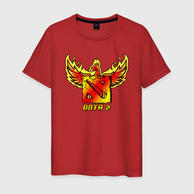 Мужская футболка хлопок с принтом Дота 2   огненный феникс в Тюмени, 100% хлопок | прямой крой, круглый вырез горловины, длина до линии бедер, слегка спущенное плечо. | 