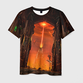 Мужская футболка 3D с принтом Doom врата ада в Санкт-Петербурге, 100% полиэфир | прямой крой, круглый вырез горловины, длина до линии бедер | Тематика изображения на принте: 