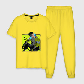 Мужская пижама хлопок с принтом Дэвид с печальным взглядом   аниме Киберпанк Бегущие по краю в Петрозаводске, 100% хлопок | брюки и футболка прямого кроя, без карманов, на брюках мягкая резинка на поясе и по низу штанин
 | 