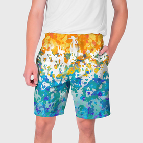 Мужские шорты 3D с принтом Пляж камуфляж в Кировске,  полиэстер 100% | прямой крой, два кармана без застежек по бокам. Мягкая трикотажная резинка на поясе, внутри которой широкие завязки. Длина чуть выше колен | 