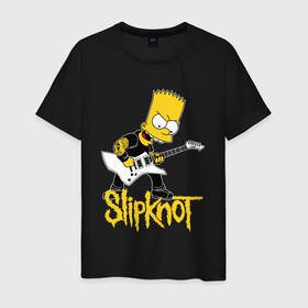 Мужская футболка хлопок с принтом Slipknot Барт Симпсон рокер , 100% хлопок | прямой крой, круглый вырез горловины, длина до линии бедер, слегка спущенное плечо. | 