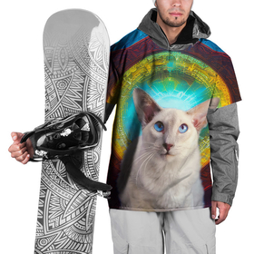 Накидка на куртку 3D с принтом Балинезийский кот и таинственный портал , 100% полиэстер |  | Тематика изображения на принте: 