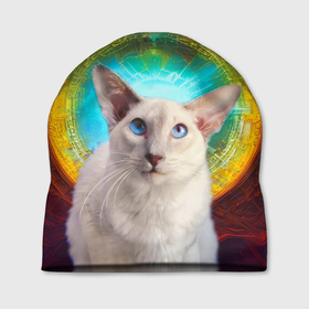 Шапка 3D с принтом Балинезийский кот и таинственный портал , 100% полиэстер | универсальный размер, печать по всей поверхности изделия | Тематика изображения на принте: 