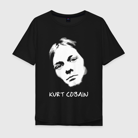 Мужская футболка хлопок Oversize с принтом Kurt Cobain портрет , 100% хлопок | свободный крой, круглый ворот, “спинка” длиннее передней части | Тематика изображения на принте: 