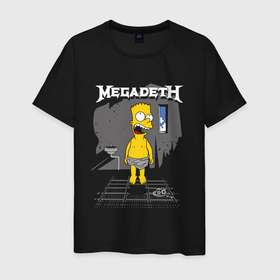 Мужская футболка хлопок с принтом Megadeth Барт Симпсон , 100% хлопок | прямой крой, круглый вырез горловины, длина до линии бедер, слегка спущенное плечо. | 