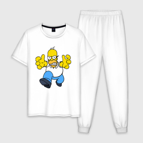 Мужская пижама хлопок с принтом Сердитый Гомер Симпсон   крутой чувак в Тюмени, 100% хлопок | брюки и футболка прямого кроя, без карманов, на брюках мягкая резинка на поясе и по низу штанин
 | 