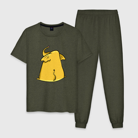 Мужская пижама хлопок с принтом Желтый слон обиделся в Курске, 100% хлопок | брюки и футболка прямого кроя, без карманов, на брюках мягкая резинка на поясе и по низу штанин
 | 