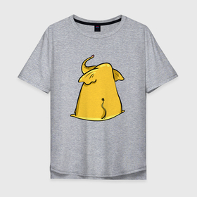 Мужская футболка хлопок Oversize с принтом Желтый слон обиделся в Курске, 100% хлопок | свободный крой, круглый ворот, “спинка” длиннее передней части | 