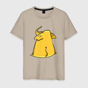 Мужская футболка хлопок с принтом Желтый слон обиделся в Петрозаводске, 100% хлопок | прямой крой, круглый вырез горловины, длина до линии бедер, слегка спущенное плечо. | 