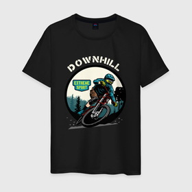 Мужская футболка хлопок с принтом Downhill Extreme Sport , 100% хлопок | прямой крой, круглый вырез горловины, длина до линии бедер, слегка спущенное плечо. | 