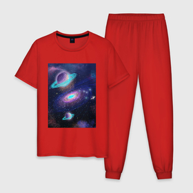 Мужская пижама хлопок с принтом Космос Чёрная дыра в Курске, 100% хлопок | брюки и футболка прямого кроя, без карманов, на брюках мягкая резинка на поясе и по низу штанин
 | 