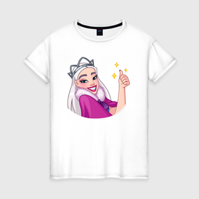 Женская футболка хлопок с принтом Снежная королева одобряет в Тюмени, 100% хлопок | прямой крой, круглый вырез горловины, длина до линии бедер, слегка спущенное плечо | 