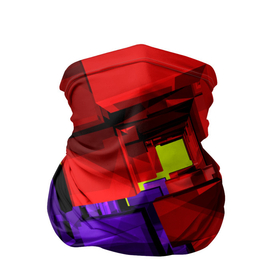 Бандана-труба 3D с принтом Множество геометрических красных, фиолетовых и жёлтых блоков в Петрозаводске, 100% полиэстер, ткань с особыми свойствами — Activecool | плотность 150‒180 г/м2; хорошо тянется, но сохраняет форму | 