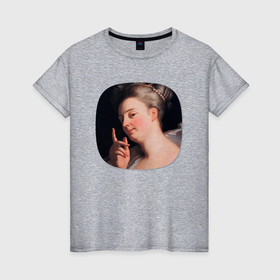 Женская футболка хлопок с принтом Картина ренессанса   загадочная женщина в Петрозаводске, 100% хлопок | прямой крой, круглый вырез горловины, длина до линии бедер, слегка спущенное плечо | 