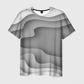 Мужская футболка 3D с принтом Множество оттенков серого в разломе в Тюмени, 100% полиэфир | прямой крой, круглый вырез горловины, длина до линии бедер | 