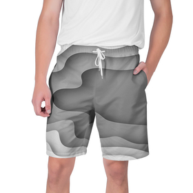 Мужские шорты 3D с принтом Множество оттенков серого в разломе в Белгороде,  полиэстер 100% | прямой крой, два кармана без застежек по бокам. Мягкая трикотажная резинка на поясе, внутри которой широкие завязки. Длина чуть выше колен | 