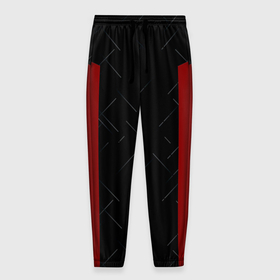 Мужские брюки 3D с принтом Синие и красные полосы на чёрном в Екатеринбурге, 100% полиэстер | манжеты по низу, эластичный пояс регулируется шнурком, по бокам два кармана без застежек, внутренняя часть кармана из мелкой сетки | 