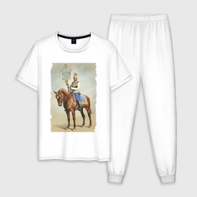 Мужская пижама хлопок с принтом Лейб Гвардии Кирасирский полк в Екатеринбурге, 100% хлопок | брюки и футболка прямого кроя, без карманов, на брюках мягкая резинка на поясе и по низу штанин
 | 