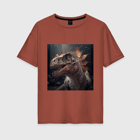 Женская футболка хлопок Oversize с принтом Мифы о динозаврах , 100% хлопок | свободный крой, круглый ворот, спущенный рукав, длина до линии бедер
 | 