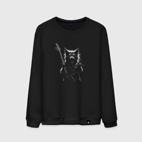Мужской свитшот хлопок с принтом Black metal cat , 100% хлопок |  | Тематика изображения на принте: 