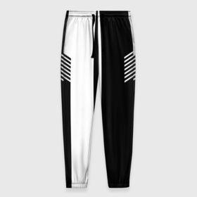 Мужские брюки 3D с принтом Чёрные и белые полоски в Тюмени, 100% полиэстер | манжеты по низу, эластичный пояс регулируется шнурком, по бокам два кармана без застежек, внутренняя часть кармана из мелкой сетки | 